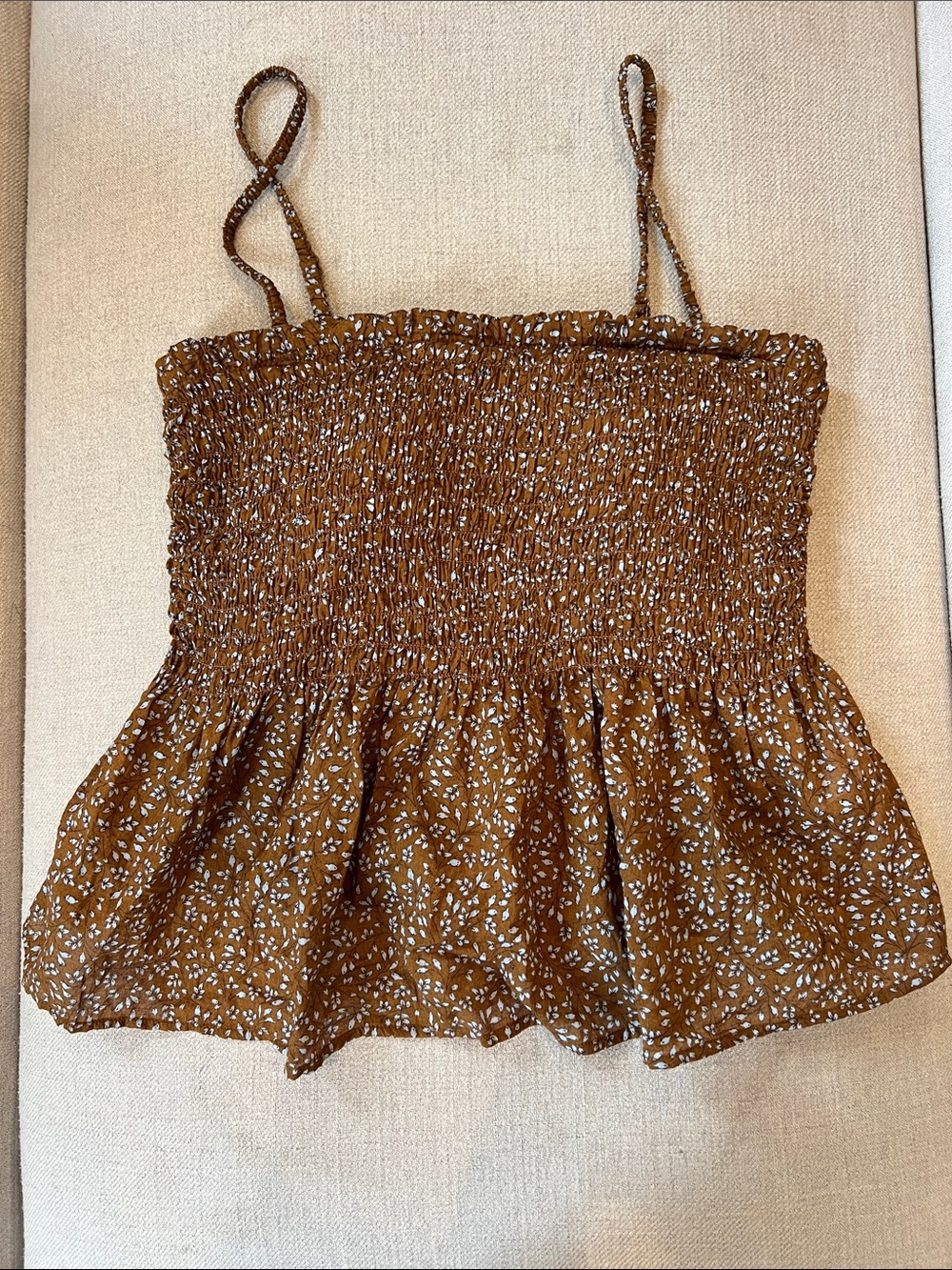 Uniqlo Brown Floral Smocked Cami Top